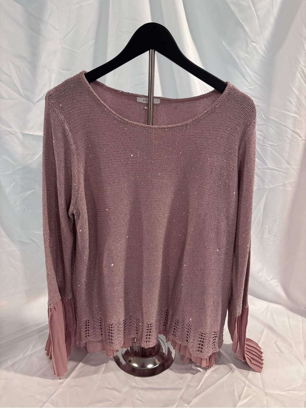 SIONI | Rose Gold Knit Blouse with Pleated Cuff Detail